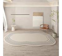 NEOFEN Area Rug, Irregular Shape Rug, Modern White Rug, Abstract Simple Black Wavy Lines Print Carpet, Anti-Slip Cashmere Imitation Rugs for Living Room, Bedroom Rug Home Decor Rugs