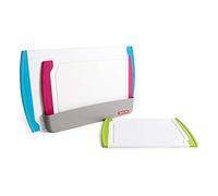 Neoflam 4 Piece Plastic Coded Cutting Board Set Plus Organizer with Food Icon, Microban Protection, Extra Large, BPA Free, Juice Groove, Non Slip, Dishwasher Safe, 4pc, Multicolor