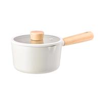 NEOFLAM FIKA 1.5QT Milk Pan with 2 Pour Spouts, Butter Warmer, Milk Boiling, Melting Pot for Stovetops and Induction, Wood Handle, Made in Korea (6" / 16cm)