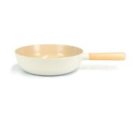 Neoflam FIKA 10" Nonstick Stir Frying Chef Wok for Stovetops and Induction, Wood Handle and Nonstick Ceramic Coating, Made in Korea (26cm)