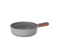 Neoflam FIKA Kitchen Nonstick 7-Inch Mini Wok with Wood Handle, Ceramic Non Stick Skillet, Induction Compatible Stir Fry Pan, Egg Omelet Pan, Gray Color, Made in Korea (18cm Petit Wok)