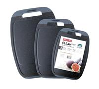 Neoflam Microban Antimicrobial Plastic Cutting Board 3 Sets, BPA Free, Non-Slip EZ Grip Handle, Dishwasher Safe, with Juice Groove