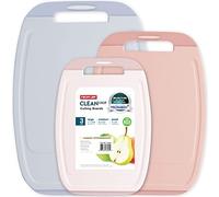 Neoflam Microban Protection Cutting Board 3 Piece Set, Stain & Odor/BPA Free, Reversable Board, Upgraded Larger Juice Groove, Non-Slip EZ Grip Handle, Dishwasher Safe, Pastel