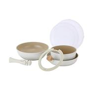 NEOFLAM® - Midas Plus 8-piece pot and pan set - natural Ecolon® non-stick coating, removable handle, suitable for induction cookers, oven-safe, easy to clean