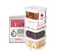 Neoflam® -Smart Seal Set of 4 Food Storage Containers, BPA-Free, Airtight, Dishwasher Safe, Storage Container with Lid White, Storage Box for Sweets & Candy etc. - 4x 0.55L