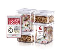 Neoflam® Storage Jars with Lid, Airtight & One-Handed Twist Cap, BPA Free, White, 2x 0.55 L, 2x 1.35 L