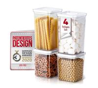 Neoflam® Storage Jars with Lid Airtight & One-Handed Twist Cap, Set of 4 Storage Containers BPA-Free, Food Storage Containers for Food Storage, Transparent Lid, 2 x 1.35 L, 2 x 2.1 L