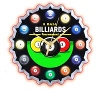 Neoflarea Billiards Ball Wall Clock, 12 Inch Neon Wall Clock, DIY Wall Clocks, Pool Ball Wall Clocks with 3D Printing, Silent Non-Ticking, for Billiards Room, Pool, Game Room, Bar, Living