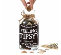 Neoflavie Glass Tips Jar for Money, Ideal for Bartenders, Bars, Money Collection, Musicians' Tip Bucket, Restaurant Tip Jar - Glass Tip Boxes (Tipsy)