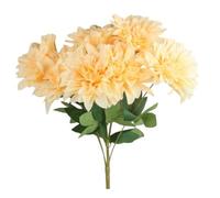 Neofleur Artificial Chrysanthemum Bush with 7 Heads - 40cm Tall, 14cm Diameter Flowers - Lifelike Silk Chrysanthemums for Home Décor, Weddings and Events (Peach)