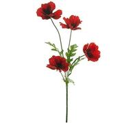 Neofleur Artificial Meadow 45cm Poppy Spray/Stem with 4 Silk Heads and Green Leaves. Quality Faux Poppies (1)