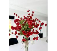 Neofleur Artificial Red Poppy Flowers, 9 Heads, 80cm tall poppies 6-Pack
