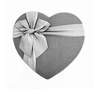 NEOFLEUR Set of 3 Heart Florist Gift Boxes, Flower Box with Silk Ribbon Bow. Jet Black, Valentine Red, Charcoal Grey & Ivory White.. Heart Flower Gift Box (Charcoal Grey)