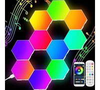 Neoglint 10PCS Hexagon LED Lights Sync to Music with Controller RGB Led Hexagon Light Panels Smart Wall Lights App Control Gaming Room Decor