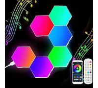 Neoglint 6PCS Hexagon LED Lights Sync to Music with Controller RGB Led Hexagon Light Panels Smart Wall Lights App Control Gaming Room Decor