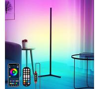 Neoglint LED Corner Floor Lamp, RGB LED Standing Lamp with Phone App and Remote Control, Music Synic Atmosphere Tall Lamp with Speed and Brightness Adjustbale for Restaurant Cafe Shop Yard Garden
