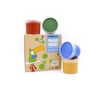 NEOGRÜN Organic Finger Paints Set of 4 "Aki" - Plant-Based, Natural Finger Paints, Vegan & NCP Certified, 4 x 120 g, Red, Yellow, Green, Blue