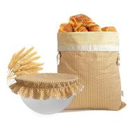NEOHANA Beeswax Bread Bags,Bread Bag for Homemade Bread With Cotton Bowl Cover,Freezer Storage Bag to Keep Fresh,Sourdough Bread Food Bag Baking Set