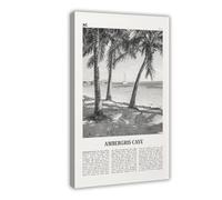 NEOHI Ambergris Caye Black And White, Belize City Map Travel Landscape Canvas Modern Poster Wall Art Prints Paintings Living Room Bedroom Decor 12x18inch(30x45cm)