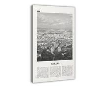 NEOHI Ankara Black And White, Turkey, Türkiye, Turkish City Map Travel Landscape Canvas Art Wall Decor Posters Home Bar Restaurant Garage Cafe Logo Gift 24x36inch(60x90cm)