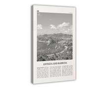 NEOHI Antigua And Barbuda Black And White, St John's, Caribbean City Map Travel Landscape Canvas Art Wall Decor Posters Home Bar Restaurant Garage Cafe Logo Gift 20x30inch(50x75cm)