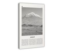 NEOHI Ararat Black And White, Turkey City Map Travel Landscape Canvas Art Wall Decor Posters Home Bar Restaurant Garage Cafe Logo Gift 12x18inch(30x45cm)
