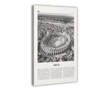 NEOHI Arles Black And White, Provence-Alpes-Côte D'Azur, France City Map Travel Landscape Canvas Wall Art Posters And Prints Room Aesthetic Bedroom Office Decor 20x30inch(50x75cm)