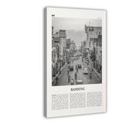 NEOHI Bandung Black And White, Indonesia City Map Travel Landscape Canvas Art Wall Decor Posters Home Bar Restaurant Garage Cafe Logo Gift 20x30inch(50x75cm)