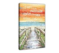 NEOHI Beach Boardwalk ART PRINT Or CANVAS Ralph Waldo Emerson Quote Live in The Sunshine Swim Canvas Art Wall Decor Posters Home Bar Restaurant Garage Cafe Logo Gift 24x36inch(60x90cm)