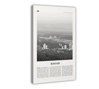 NEOHI Burnaby Black And White, British Columbia, Canada City Map Travel Landscape Photo Canvas Modern Poster Wall Art Prints Paintings Living Room Bedroom Decor 12x18inch(30x45cm)