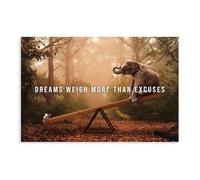 NEOHI Butterfly VS Elephant Motivational Poster Dreams Weigh More Excuses Room Aesthetics Canvas Wall Art Posters And Prints Room Aesthetic Bedroom Office Decor 16x24inch(40x60cm)