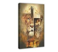 NEOHI Canvas & Poster - Decor - Jesus And Lion - Christian Canvas Modern Poster Wall Art Prints Paintings Living Room Bedroom Decor 12x18inch(30x45cm)