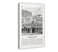 NEOHI Coney Island Black And White, Brooklyn City Map Travel Landscape Canvas Art Wall Decor Posters Home Bar Restaurant Garage Cafe Logo Gift 24x36inch(60x90cm)