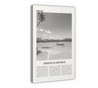 NEOHI Dominican Republic Black And White Beach, Dominica, Santo Domingo, Caribbean City Map Travel Landscape Canvas Art Wall Decor Posters Home Bar Restaurant Garage Cafe Logo Gift 20x30inch(50x75cm)