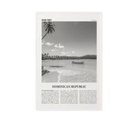 NEOHI Dominican Republic Black And White Beach, Dominica, Santo Domingo, Caribbean City Map Travel Landscape Canvas Art Wall Decor Posters Home Bar Restaurant Garage Cafe Logo Gift 12x18inch(30x45cm)