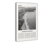 NEOHI Dominican Republic Black And White, Dominica, Santo Domingo, Caribbean City Map Travel Landscape Canvas Art Wall Decor Posters Home Bar Restaurant Garage Cafe Logo Gift 16x24inch(40x60cm)