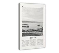 NEOHI Douglas Black And White, Isle of Man, UK, United Kingdom City Map Travel Landscape Canvas Wall Art Posters And Prints Room Aesthetic Bedroom Office Decor 24x36inch(60x90cm)