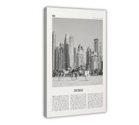 NEOHI Dubai Black And White Beach, UAE, United Arab Emirates City Map Travel Landscape Canvas Modern Poster Wall Art Prints Paintings Living Room Bedroom Decor 16x24inch(40x60cm)