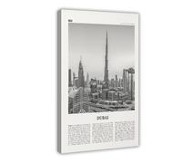 NEOHI Dubai Black And White Skyline, City Map Travel Landscape Canvas Modern Poster Wall Art Prints Paintings Living Room Bedroom Decor 16x24inch(40x60cm)