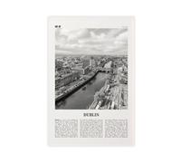 NEOHI Dublin Black And White Canals, City Art, Ireland, Leinster City Map Travel Landscape Canvas Wall Art Posters And Prints Room Aesthetic Bedroom Office Decor 24x36inch(60x90cm)