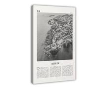 NEOHI Dublin Black And White Sky, City Art, Ireland, Leinster City Map Travel Landscape Canvas Art Wall Decor Posters Home Bar Restaurant Garage Cafe Logo Gift 20x30inch(50x75cm)