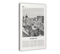 NEOHI Dubrovnik Black And White, Hrvatska, Croatia, Dubrovnik-Neretva, Europe City Map Travel Landscape Canvas Wall Art Posters And Prints Room Aesthetic Bedroom Office Decor 24x36inch(60x90cm)