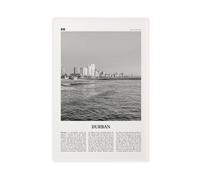 NEOHI Durban Black And White, South Africa, KwaZulu-Natal, EThekwini City Map Travel Landscape Canvas Modern Poster Wall Art Prints Paintings Living Room Bedroom Decor 12x18inch(30x45cm)