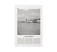 NEOHI East Sussex Black And White, England, UK, United Kingdom City Map Travel Landscape Canvas Modern Poster Wall Art Prints Paintings Living Room Bedroom Decor 16x24inch(40x60cm)
