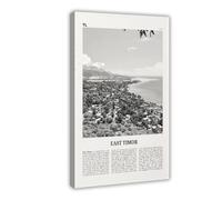 NEOHI East Timor Black And White, Dili, Timor-Leste, Asia City Map Travel Landscape Canvas Art Wall Decor Posters Home Bar Restaurant Garage Cafe Logo Gift 24x36inch(60x90cm)