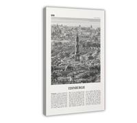 NEOHI Edinburgh Black And White Sky, Scotland, UK, United Kingdom City Map Travel Landscape Canvas Modern Poster Wall Art Prints Paintings Living Room Bedroom Decor 16x24inch(40x60cm)