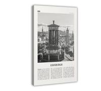 NEOHI Edinburgh Black And White Town, Scotland, UK, United Kingdom City Map Travel Landscape Canvas Art Wall Decor Posters Home Bar Restaurant Garage Cafe Logo Gift 16x24inch(40x60cm)