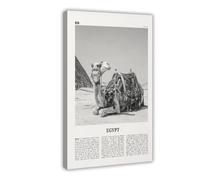 NEOHI Egypt Black And White Camel, Cairo, Arab Republic, Sinai, Africa City Map Travel Landscape Canvas Wall Art Posters And Prints Room Aesthetic Bedroom Office Decor 20x30inch(50x75cm)
