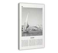 NEOHI Egypt Black And White Ocean, Cairo, Arab Republic, Sinai, Africa City Map Travel Landscape Canvas Wall Art Posters And Prints Room Aesthetic Bedroom Office Decor 20x30inch(50x75cm)