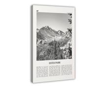 NEOHI Estes Park Black And White,Colorado, USA City Map Travel Landscape Canvas Wall Art Posters And Prints Room Aesthetic Bedroom Office Decor 20x30inch(50x75cm)